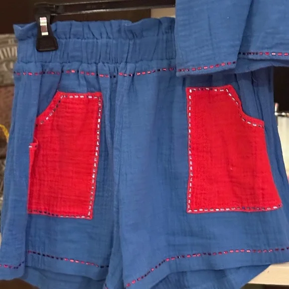 Queen of Sparkles XS gauze short set blue red USA - Picture 5 of 6